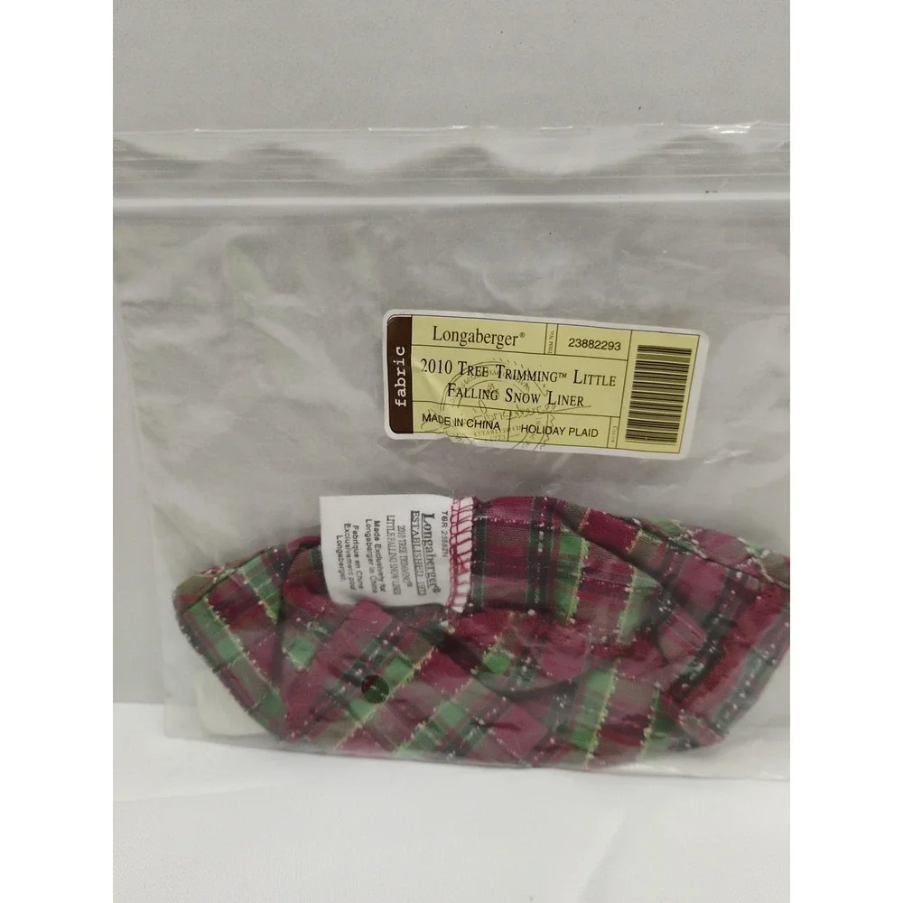 Longaberger 2010 Tree Trimming Little Falling Snow Liner 23882293 Plaid Lot Of 3